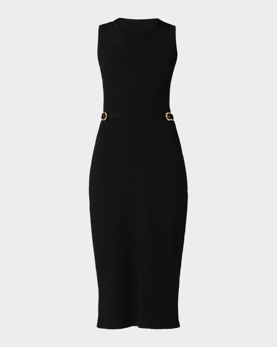 Fleur Cutout Rib Knit Bodycon Midi Dress